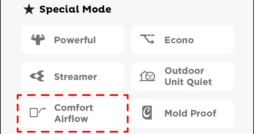 COMFORT AIRFLOW operation