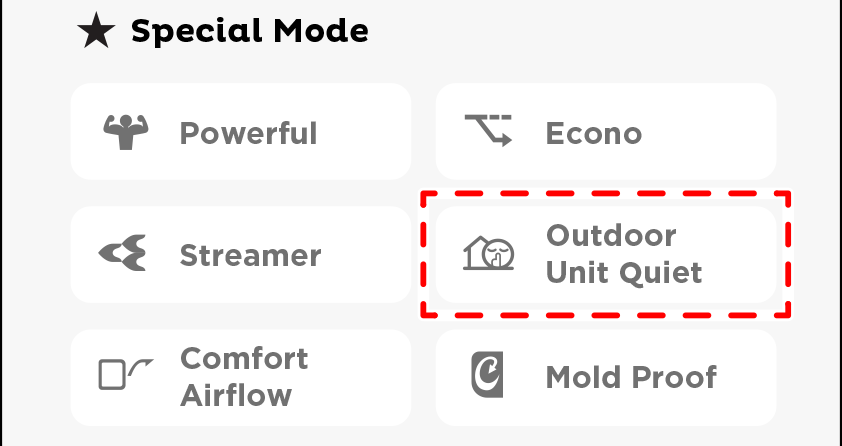 OUTDOOR UNIT QUIET operation